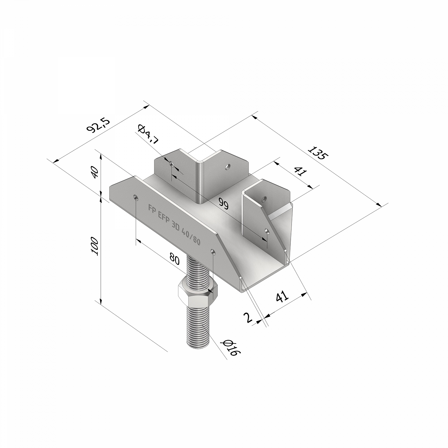 Опора стоечная 3 стороны FP EFP 3D 40/80